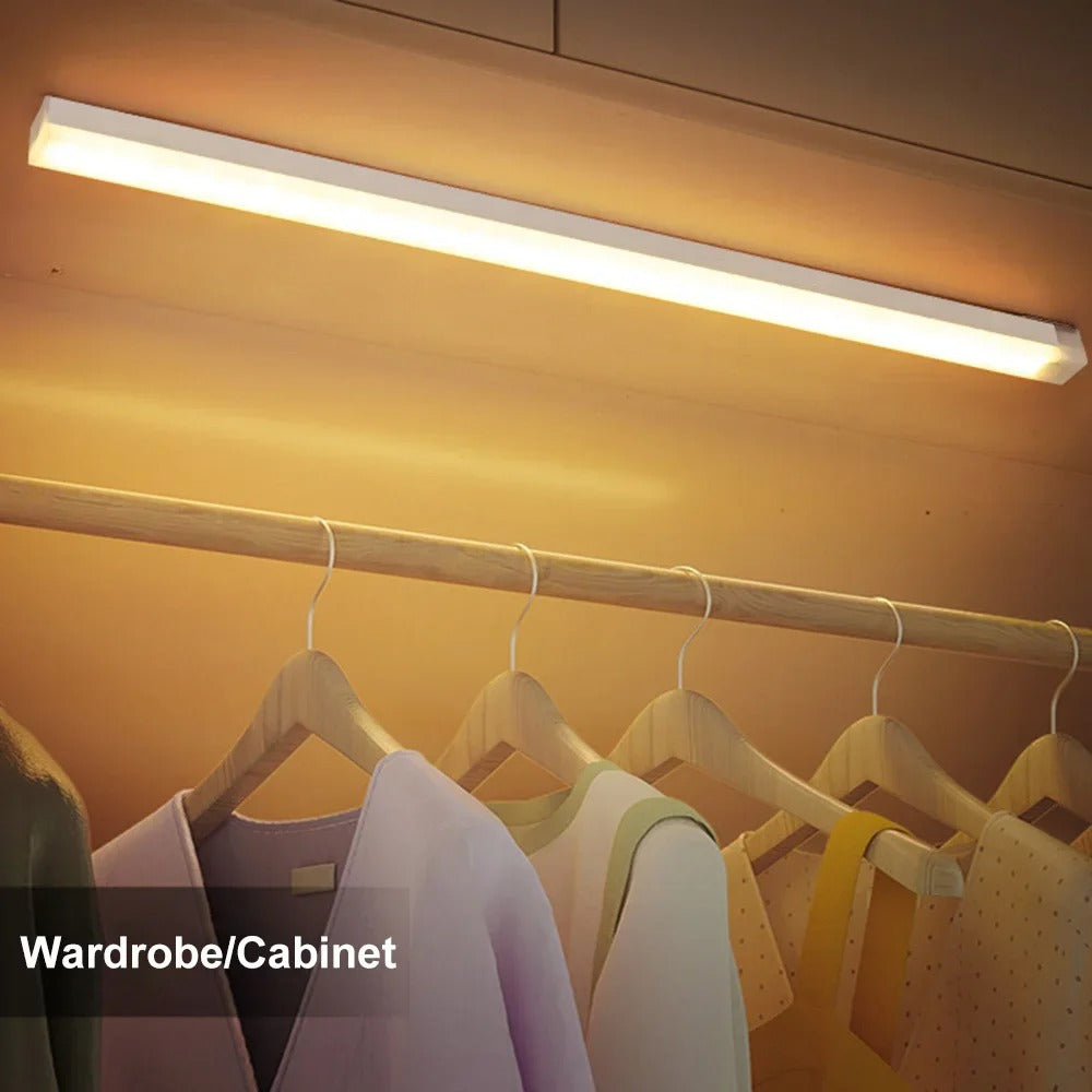 Wireless USB Rechargeable Motion Sensor LED Bar Light Induction Night Light Portable Cordless Magnetic Cabinet Lamp for Kitchen