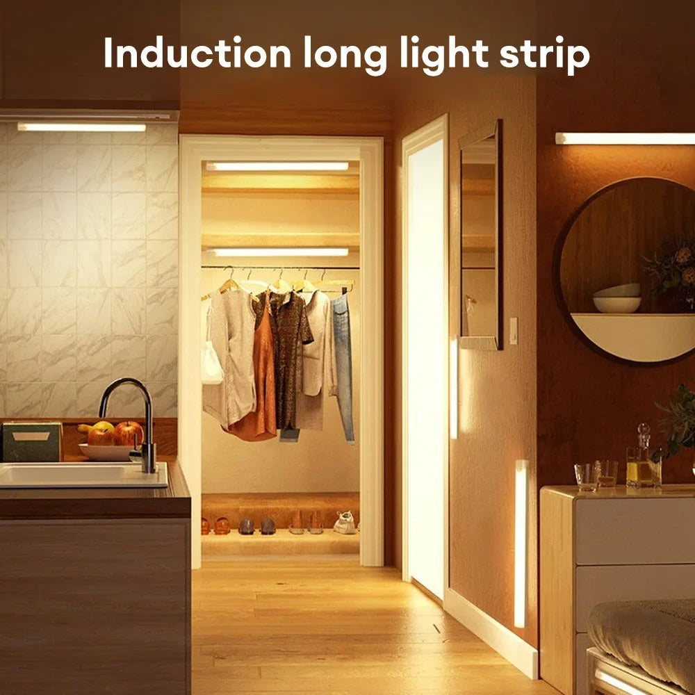 Wireless USB Rechargeable Motion Sensor LED Bar Light Induction Night Light Portable Cordless Magnetic Cabinet Lamp for Kitchen